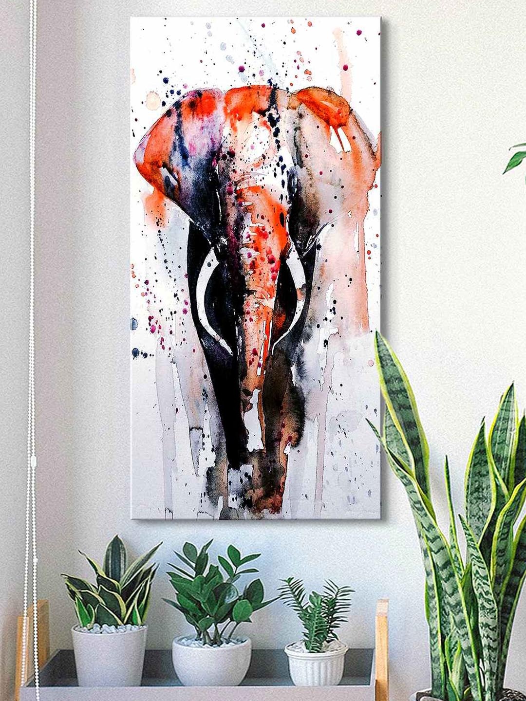 

999Store Orange & Black Abstract Elephant Painting Canvas Wall Art