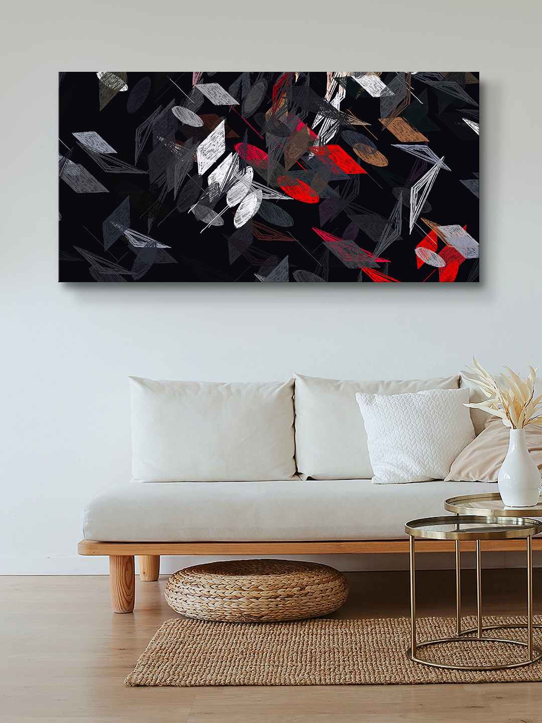 

999Store Black & Red Abstract Canvas Painting Wall Art