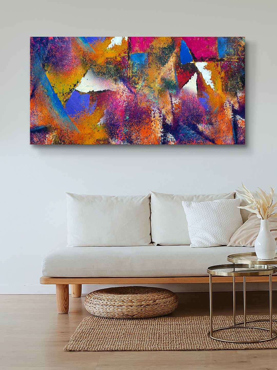 

999Store Pink & Yellow Abstract Painting Canvas Wall Art Painting