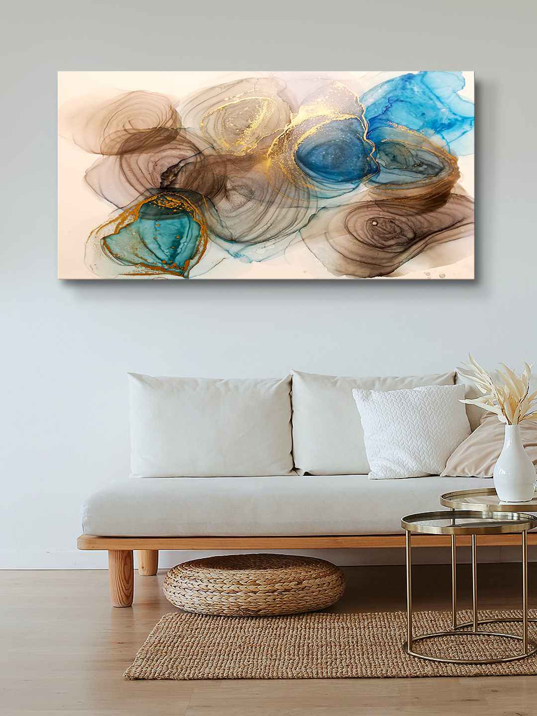 

999Store Brown & Blue Abstract Painting Canvas Wall Art