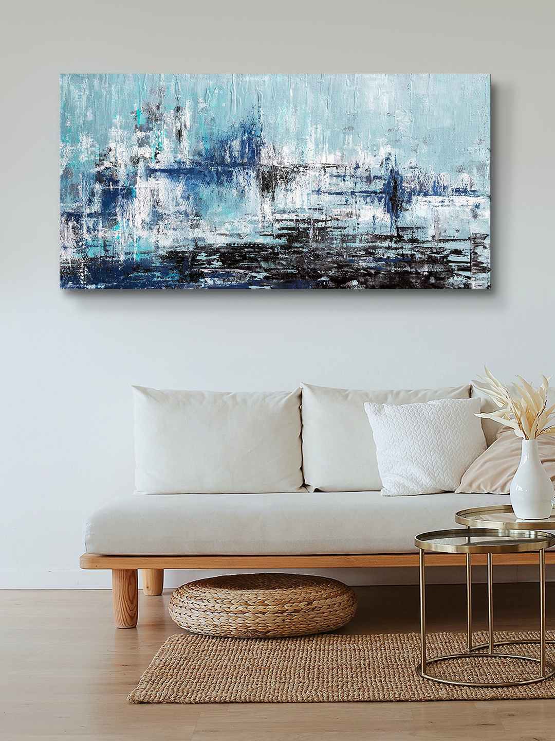 

999Store Sea Green & Blue Abstract Painting Framed Canvas Wall Art