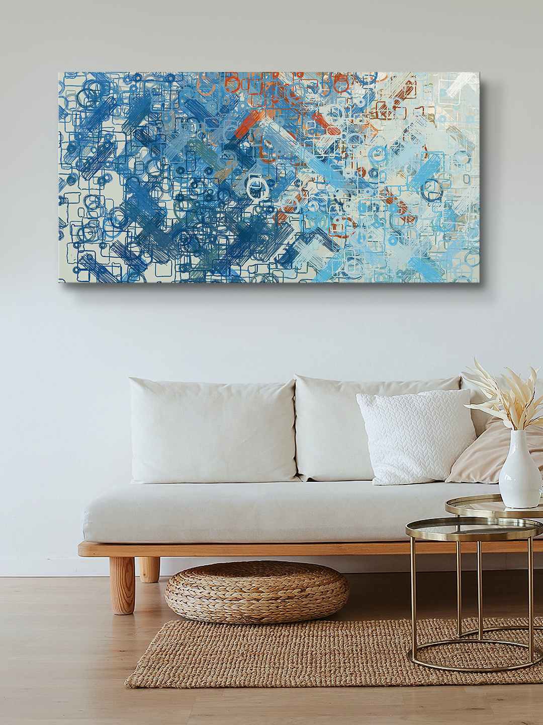 

999Store Blue & Grey Abstract Painting Canvas Wall Art