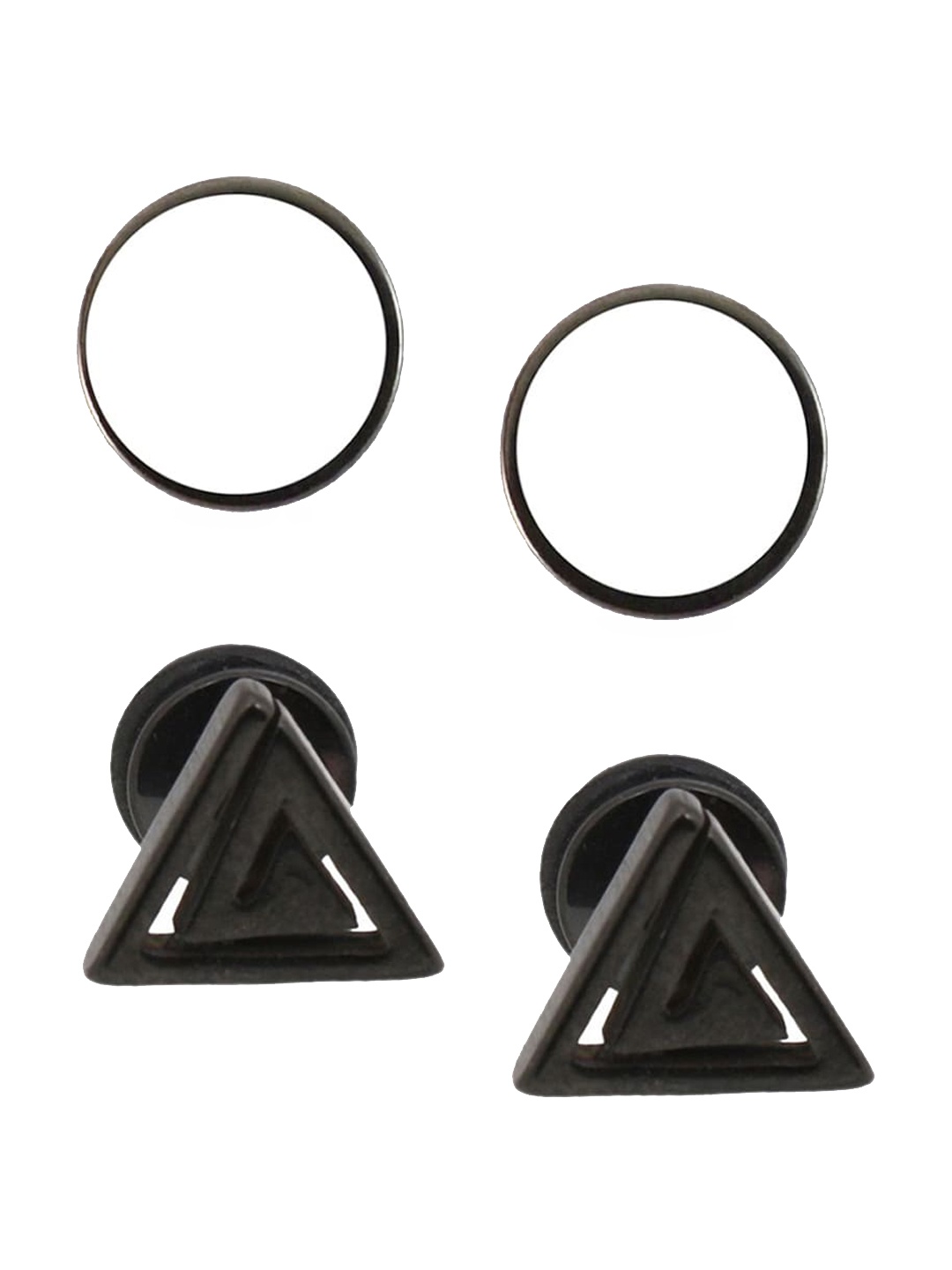 

OOMPH Set Of 2 Contemporary Studs Earrings, Black