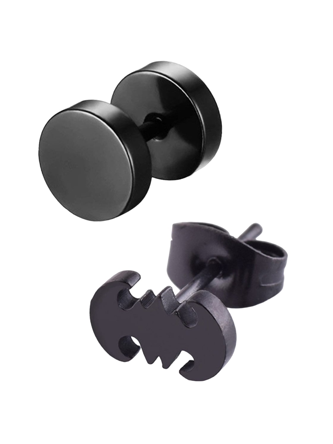 

OOMPH Set Of 2 Contemporary Studs Earrings, Black