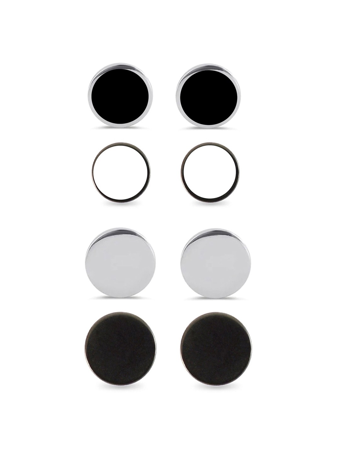 

OOMPH Set of 4 Circular Studs Earrings, Black