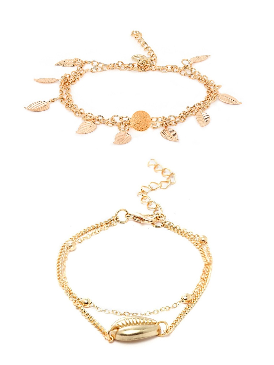 

OOMPH Set Of 2 Gold-Plated Layered Anklets