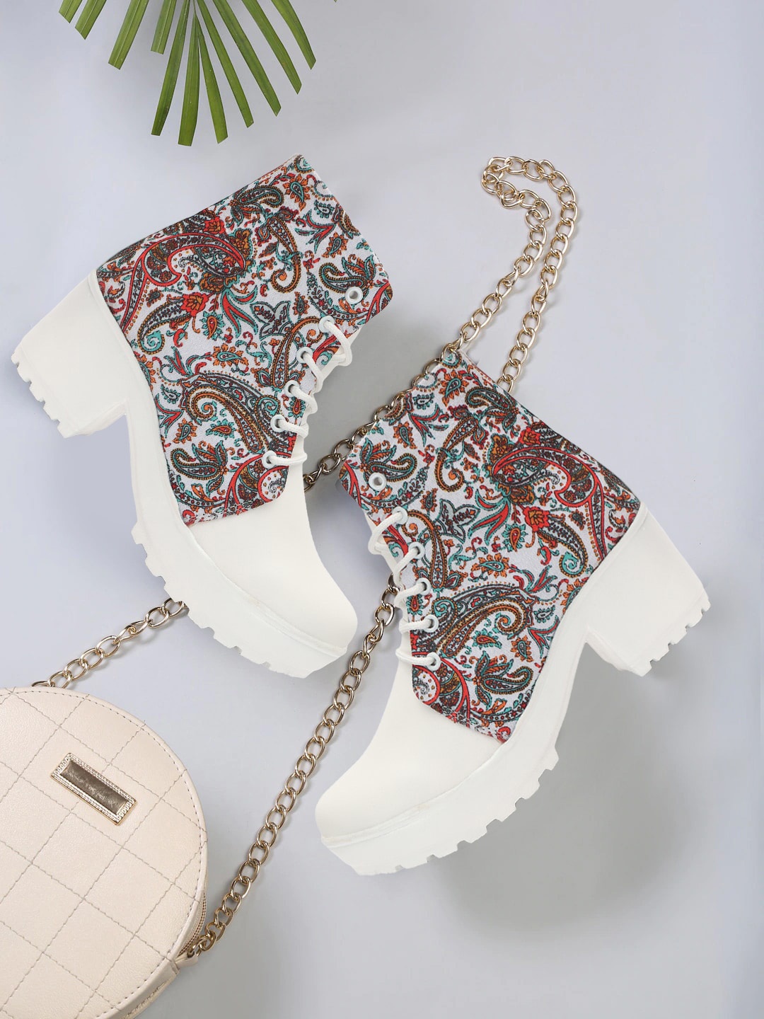 

FASHIMO Women Printed Heeled Regular Boots, White