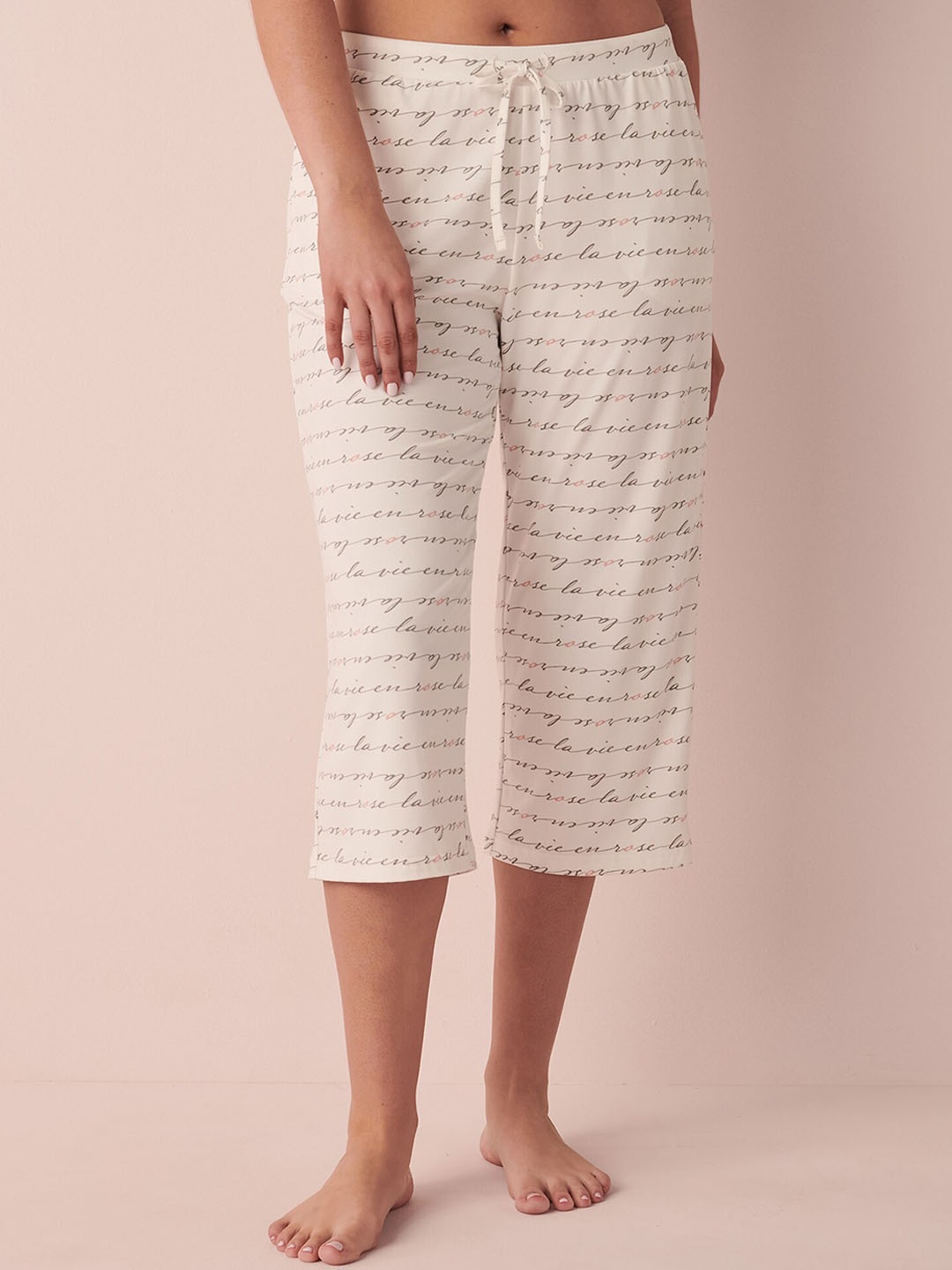 

La Vie en Rose Women Typography Printed Lounge Pants, White