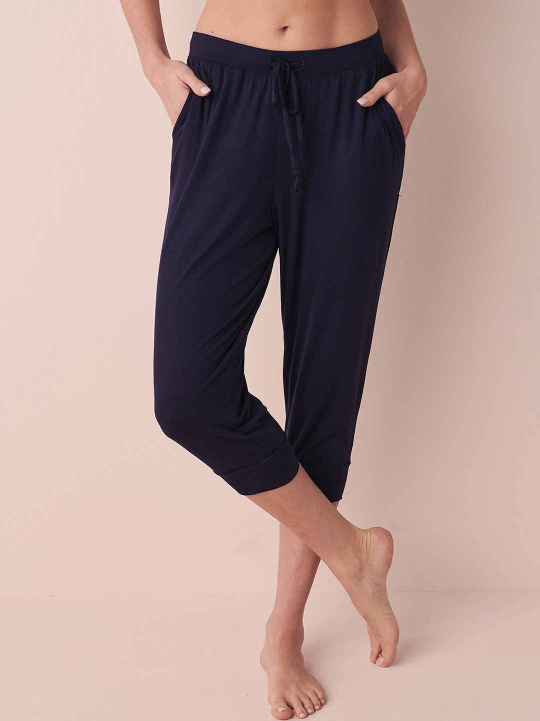

La Vie en Rose Women Mid-Rise Lounge Pants, Navy blue