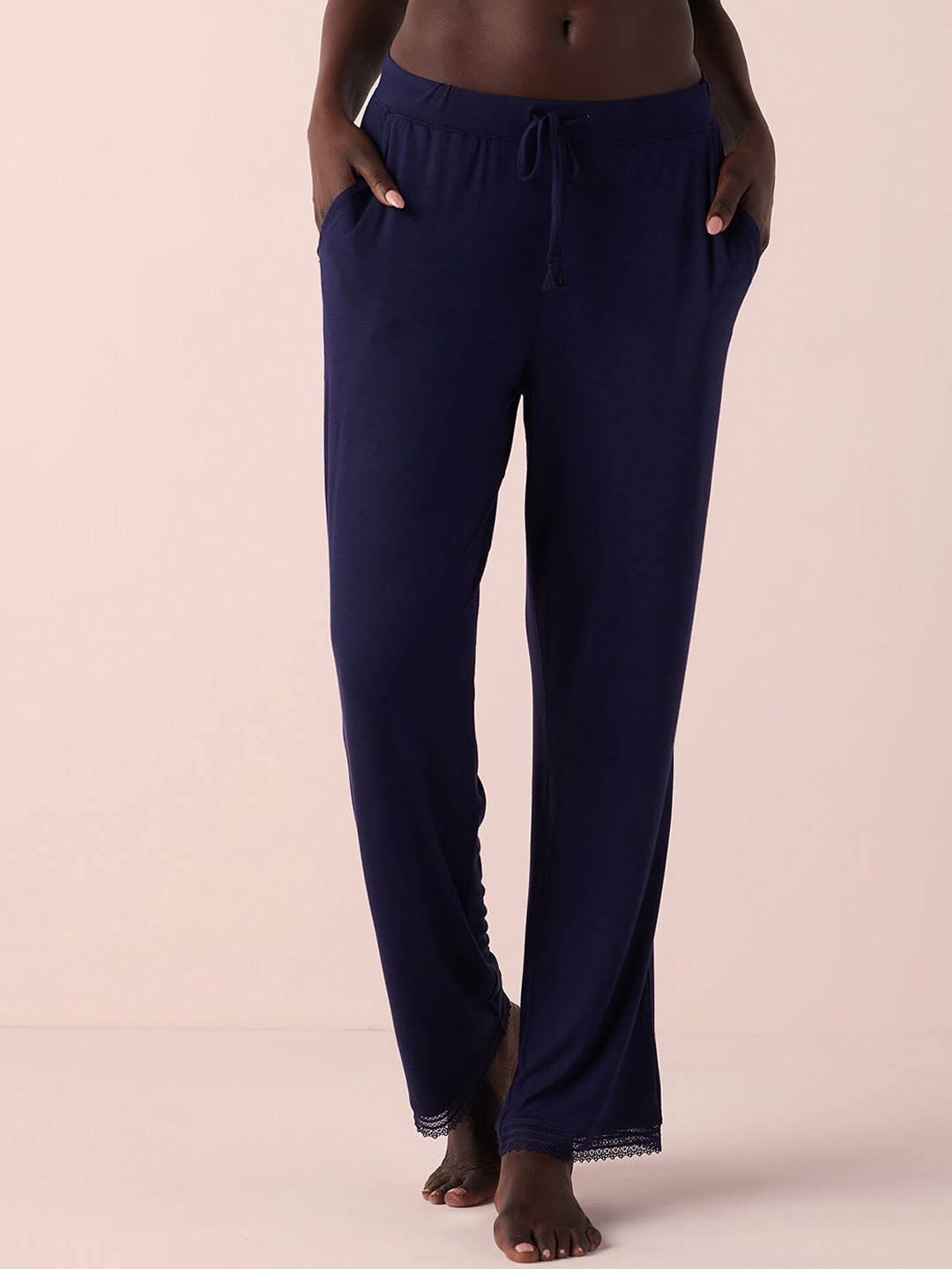 

La Vie en Rose Women Mid-Rise Lounge Pants, Navy blue