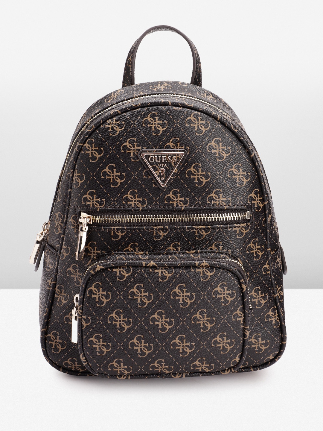 

GUESS Women Brand Logo Printed Small Backpack 6L, Coffee brown