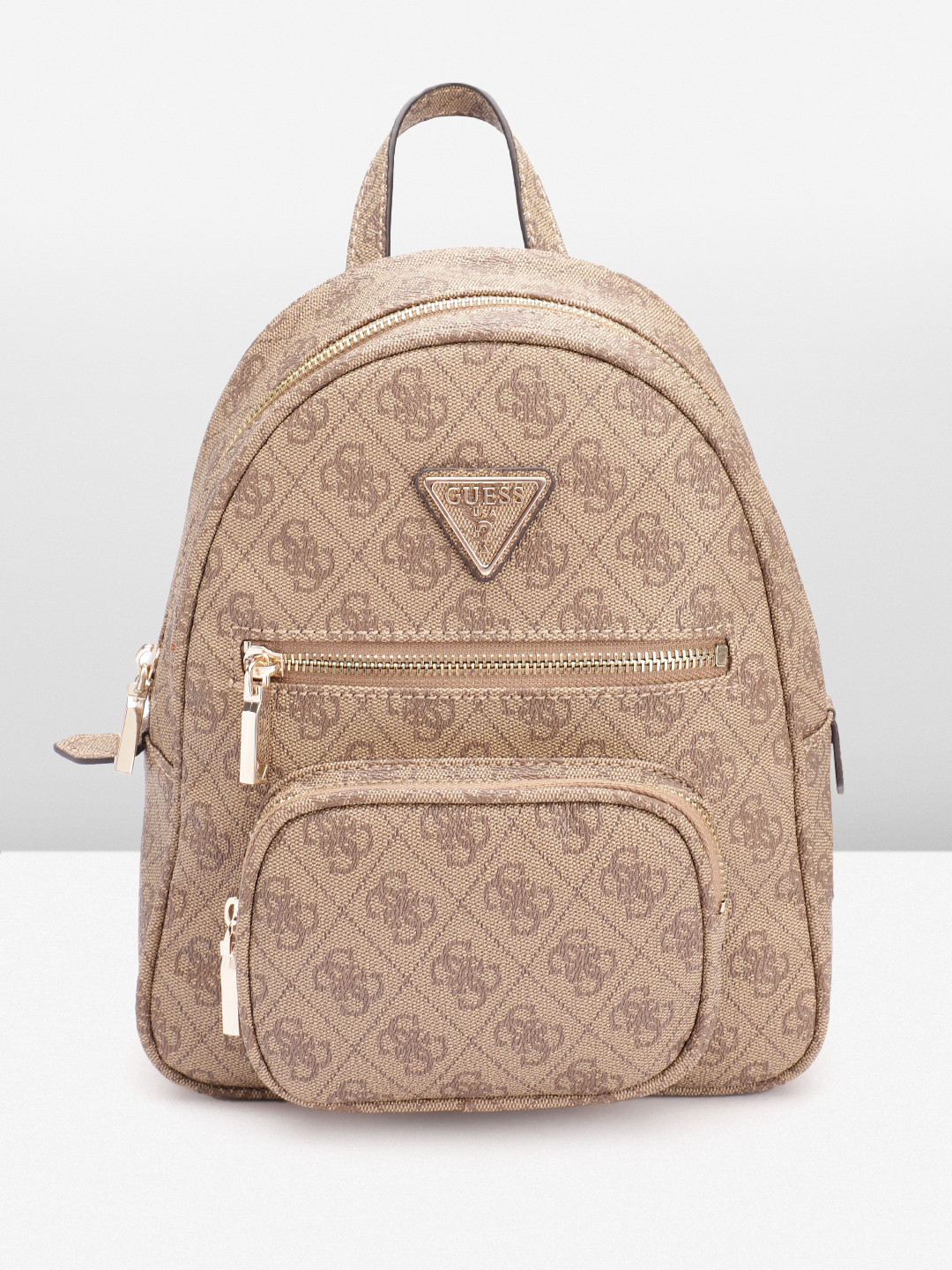 

GUESS Women Brand Logo Printed Small Backpack 6L, Beige