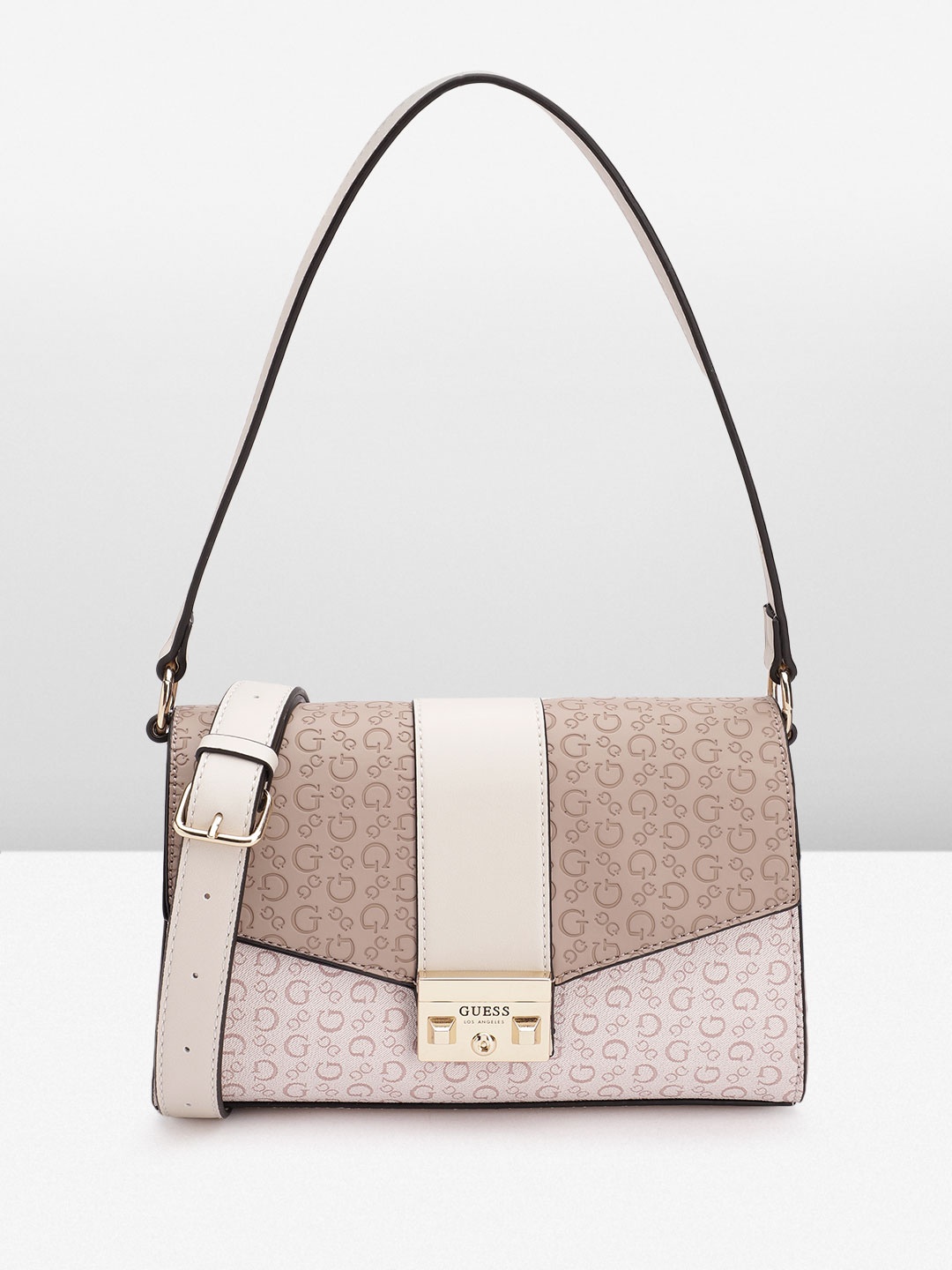 

GUESS Women Brand Logo Textured Structured Shoulder Bag, Pink
