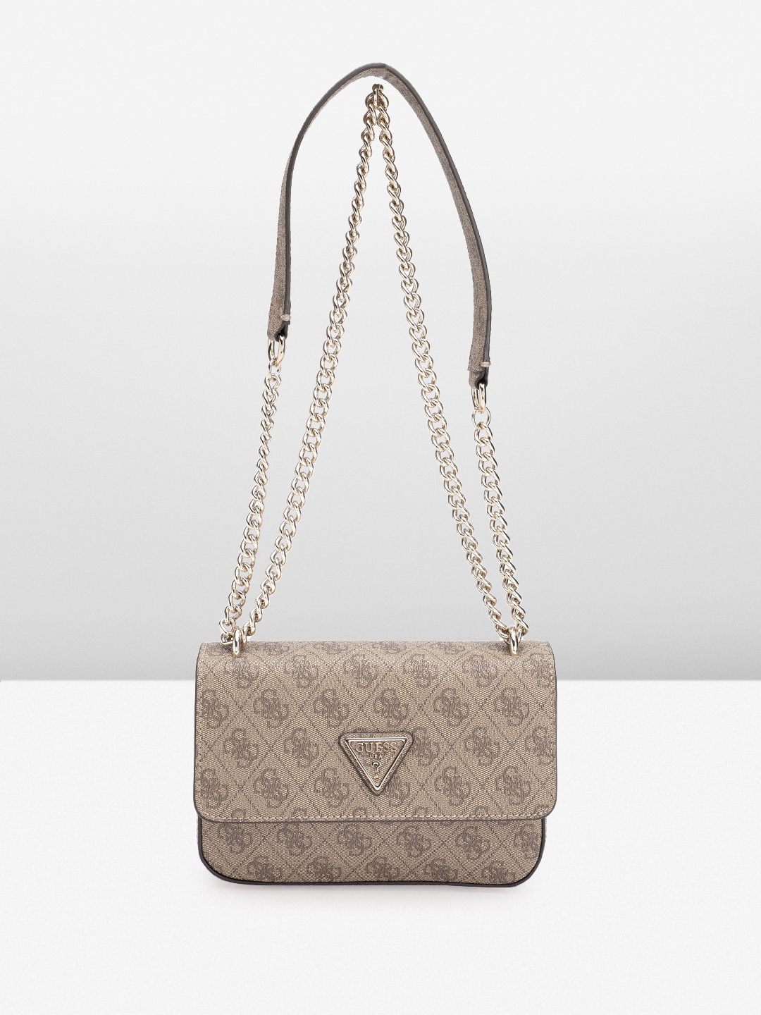 

GUESS Brand Logo Textured Structured Sling Bag, Brown