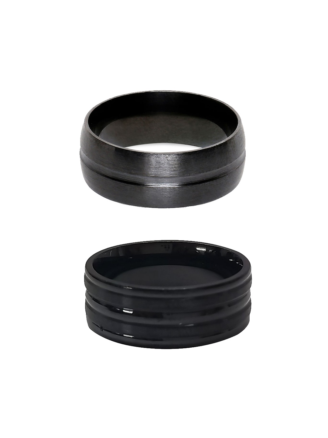

OOMPH Men Set Of 2 Finger Rings, Black