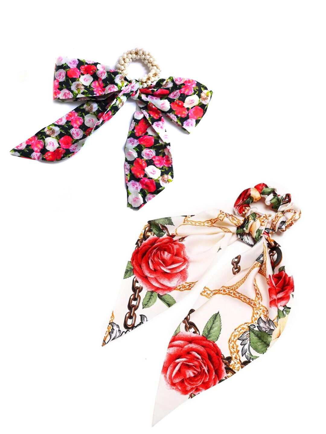 

OOMPH Women Pink & Red Set of 2 Embellished Ponytail Holders