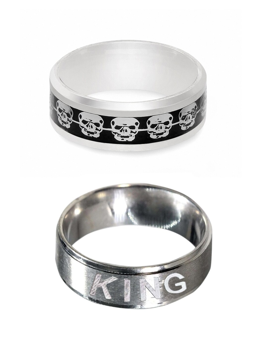 

OOMPH Men 2Pcs Silver-Plated Finger Rings