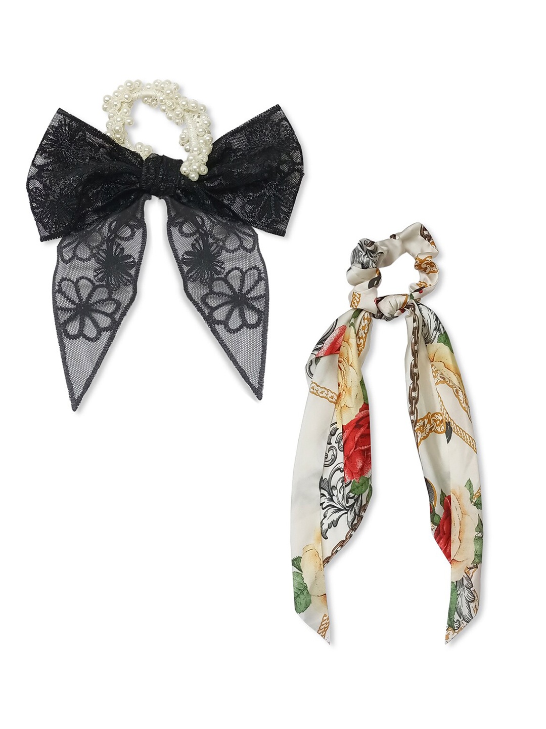 

OOMPH Women Black & White Set of 2 Ponytail Holders