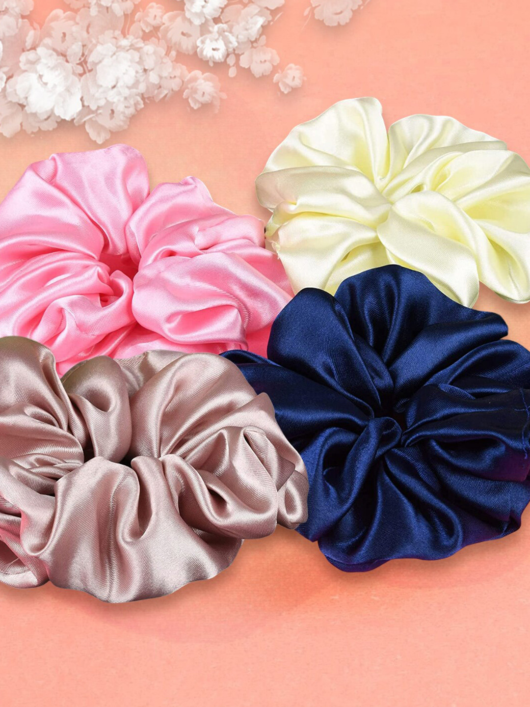 

OOMPH Women Yellow & Blue Set of 4 Ponytail Holders