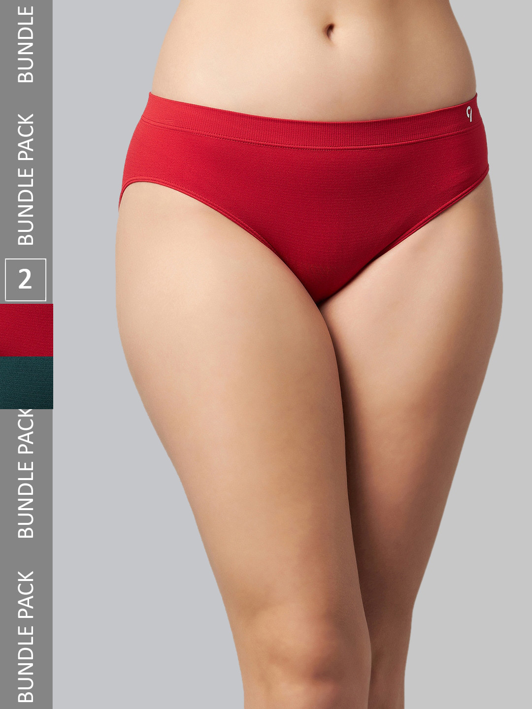 

C9 AIRWEAR Women Pack Of 2 Typography Printed Mid- Rise Bikini Briefs, Red
