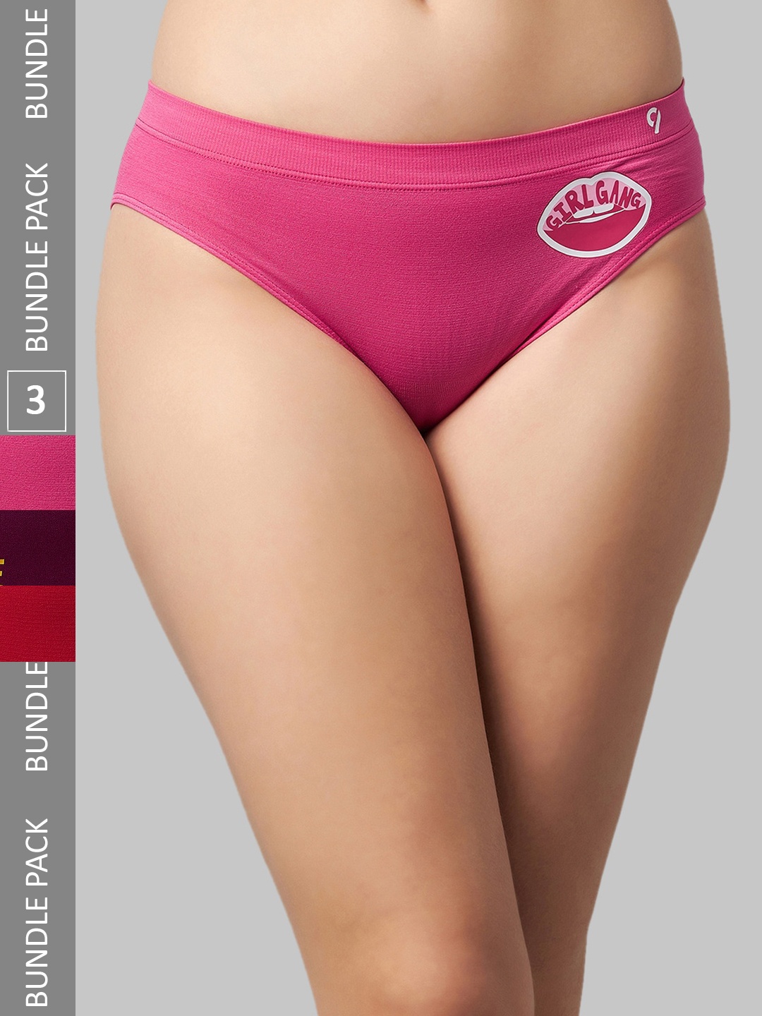 

C9 AIRWEAR Women Pack Of 3 Mid-Rise Sweat Absorption Bikini Briefs, Pink