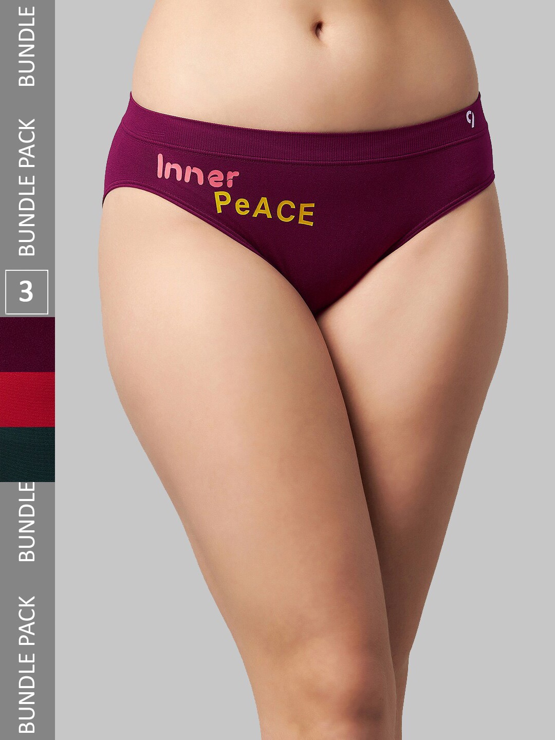 

C9 AIRWEAR Women Pack Of 3 Mid-Rise Sweat Absorption Bikini Briefs, Maroon