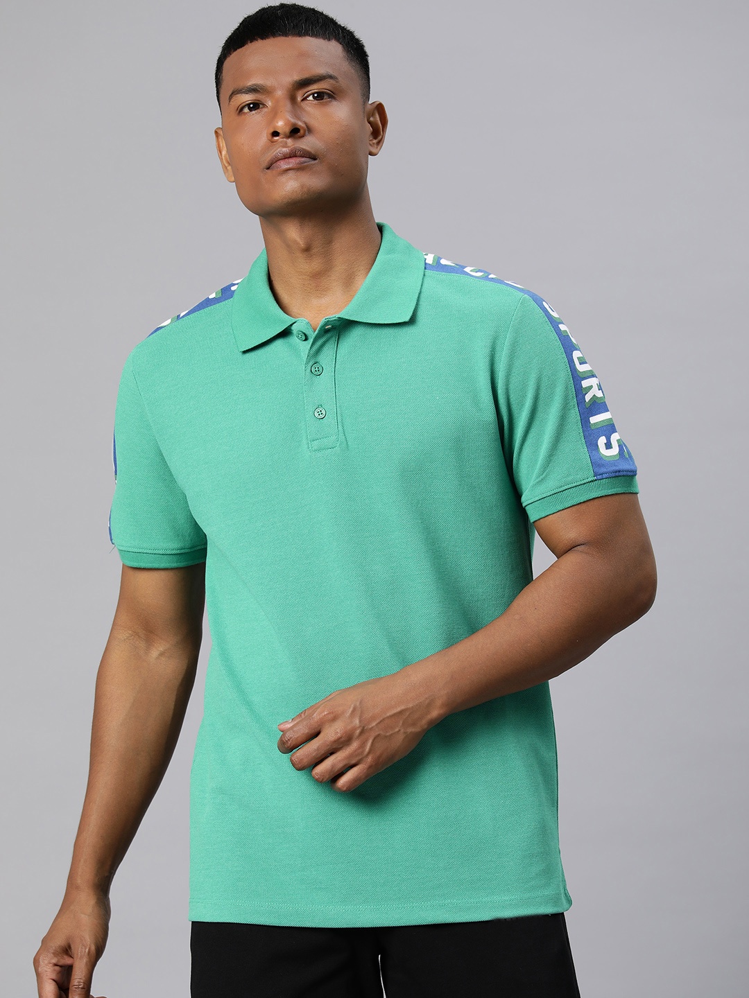 

Alcis Men Typography Printed Polo Collar Sports T-shirt, Green