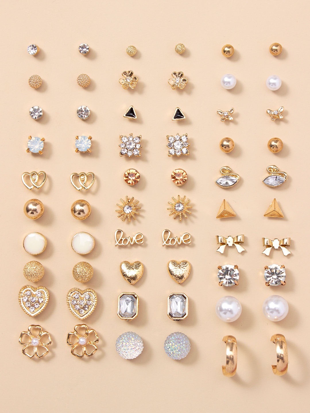 

Shining Diva Fashion Set of 30 Contemporary Studs Earrings, Multi