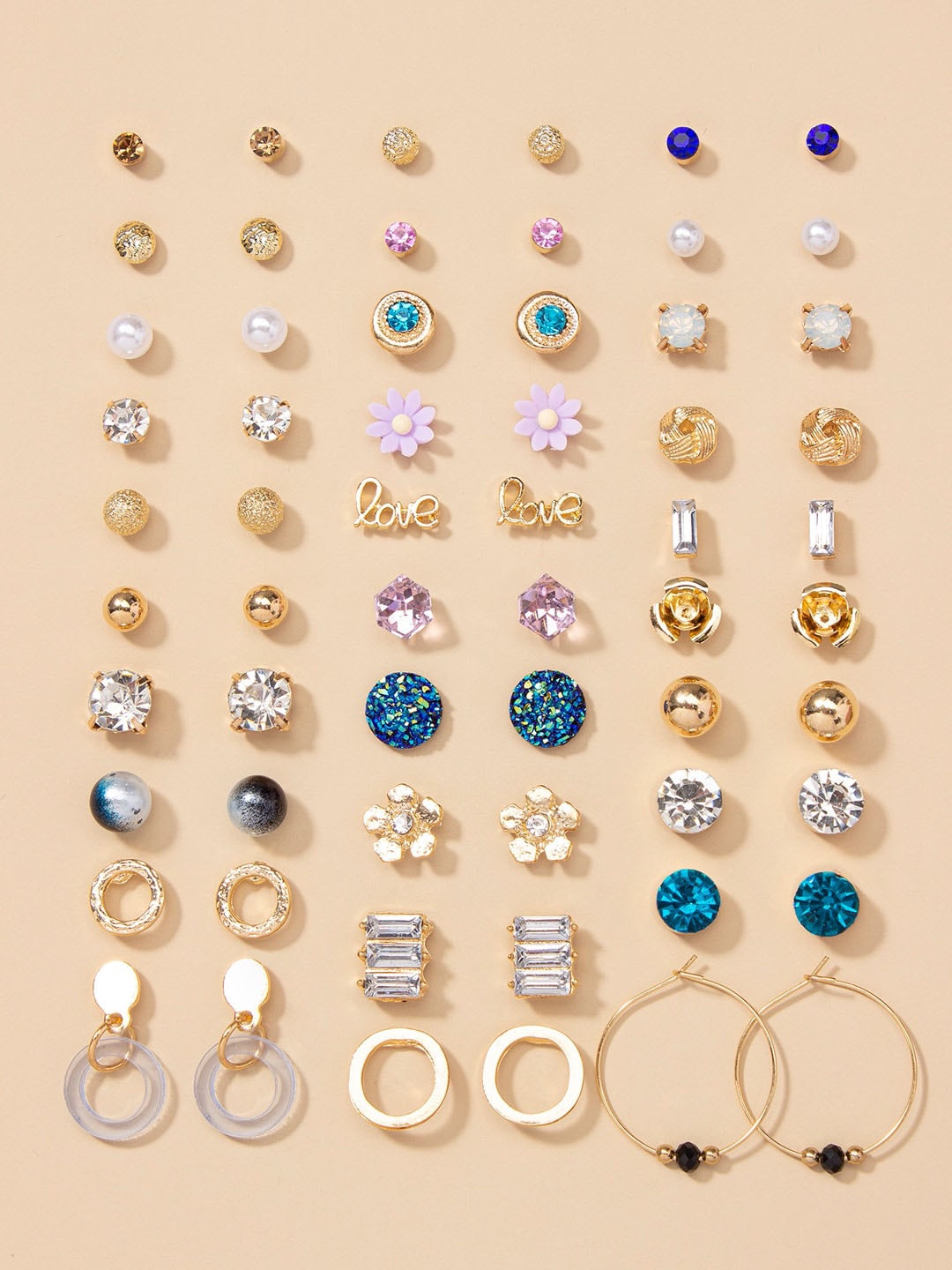 

Shining Diva Fashion Set Of 30 Gold-Plated Contemporary Studs Earrings