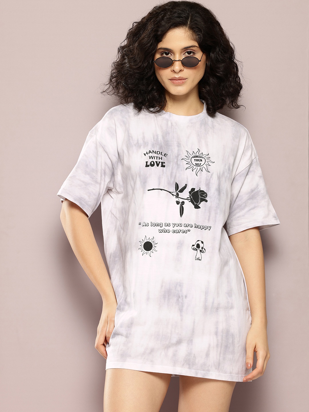 

Kook N Keech Printed T-shirt Mini Dress, White