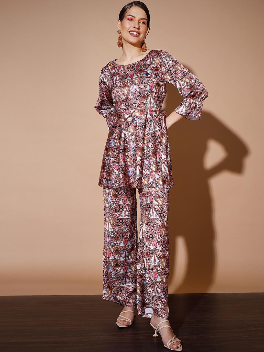 

Myshka Printed Top & Palazzo, White