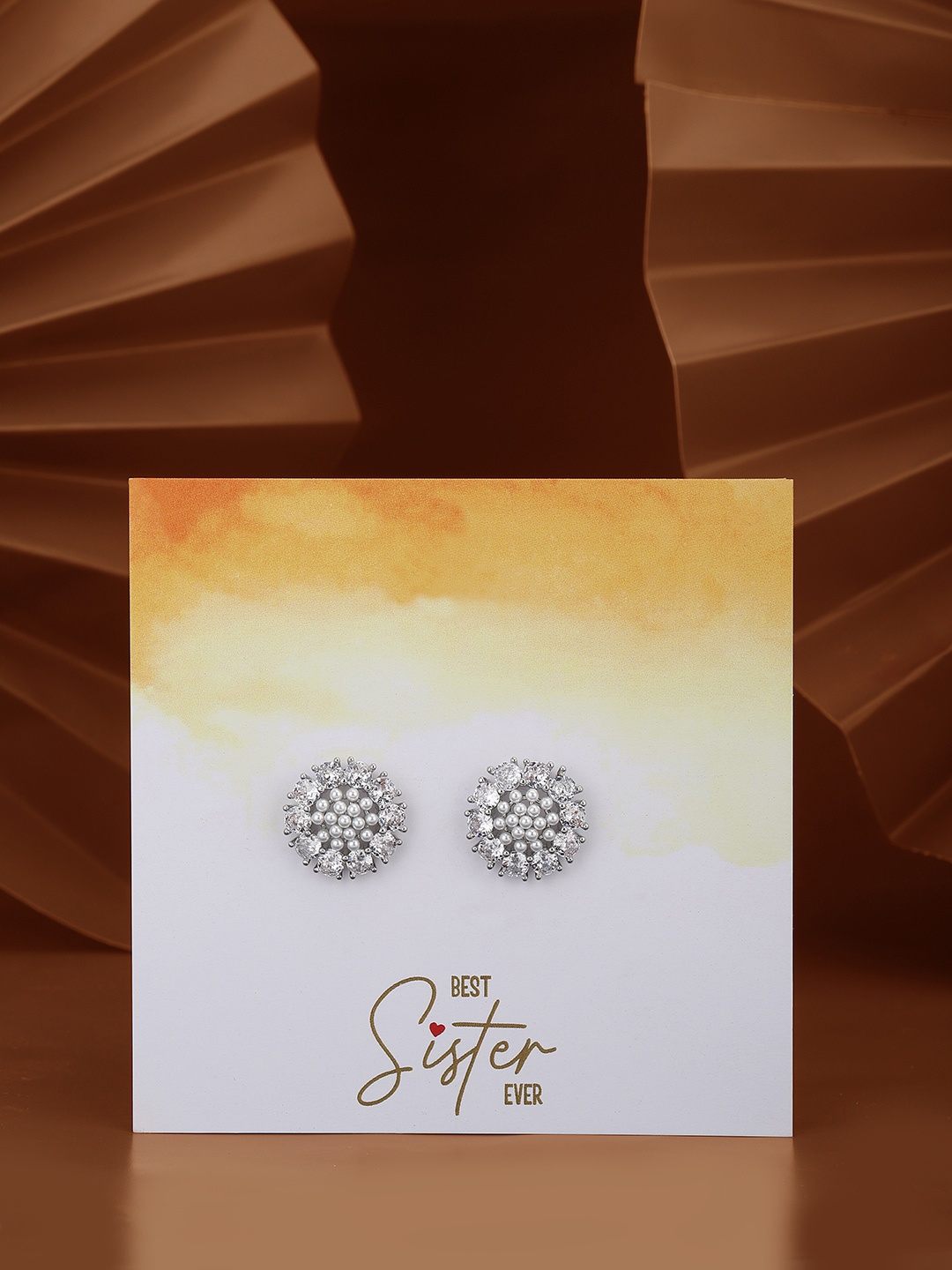 

Carlton London Rhodium-Plated Circular Studs Earrings, Silver