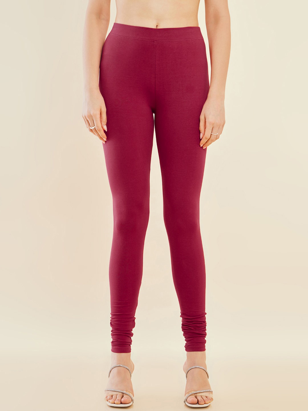 

Soch Women Maroon Chudidar Length Leggings