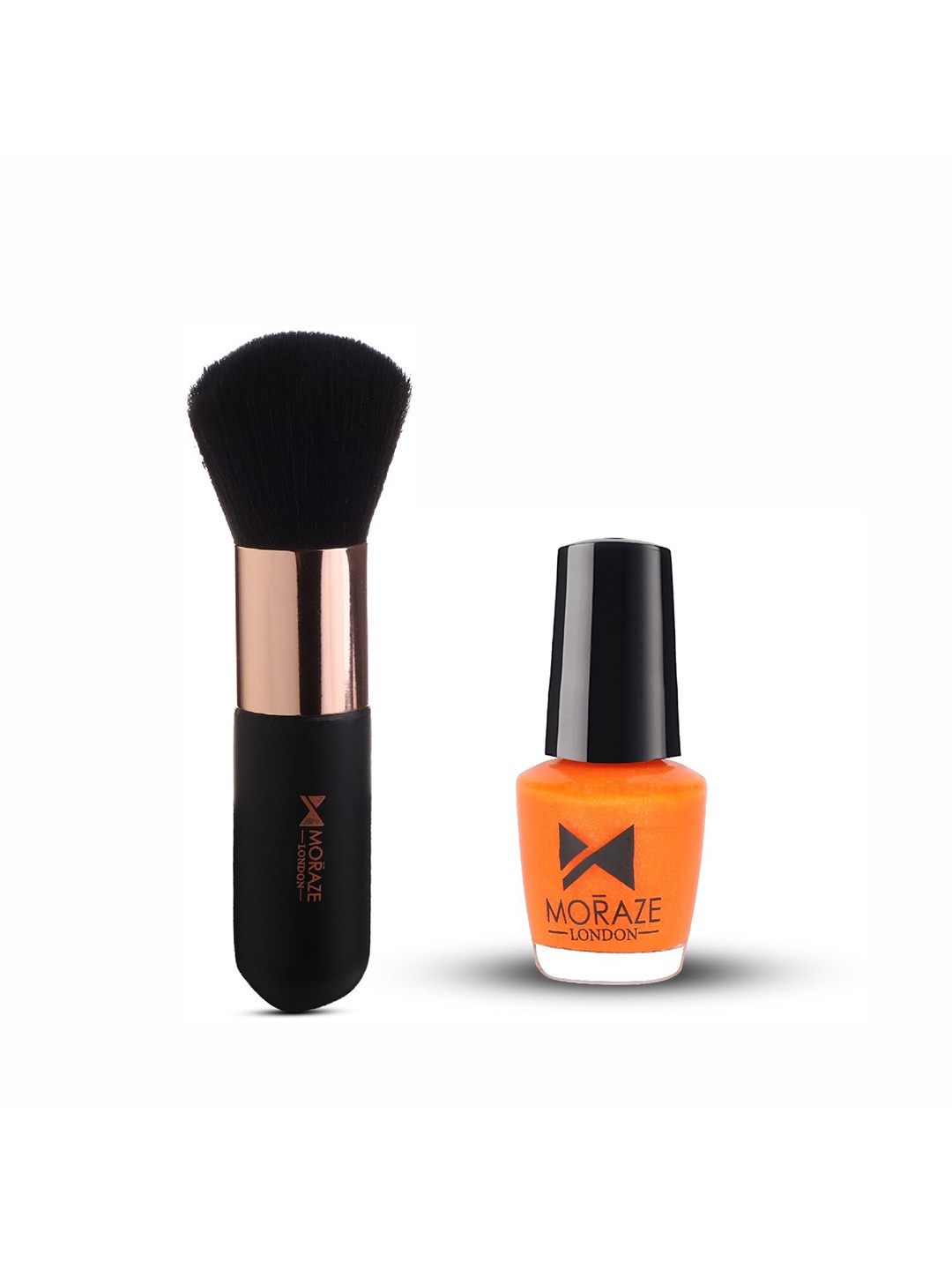 

Moraze Set of Nail Paint 5 ml - Chitty Chitty with Kabuki Foundation Brush - Black, Orange