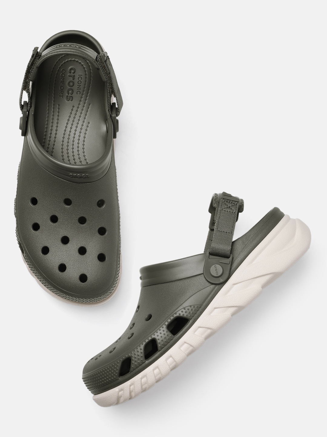 

Crocs Men Solid Laser Cut Croslite Clogs, Olive