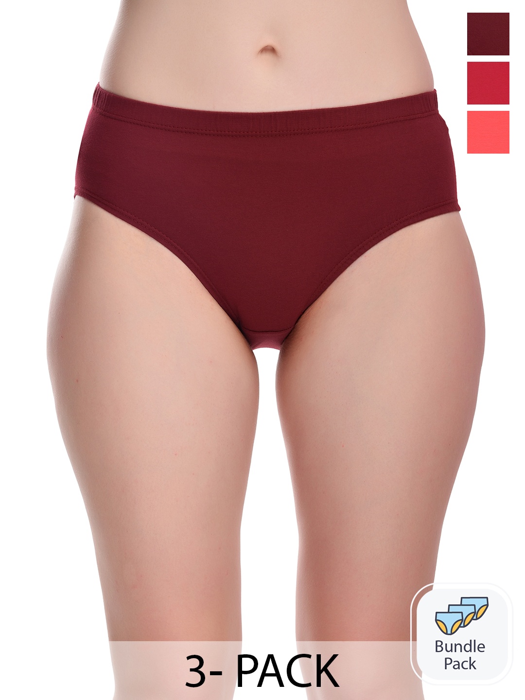 

SMARTERKIDS Pack Of 3 Mid-Rise Pure Cotton Hipster Briefs, Brown
