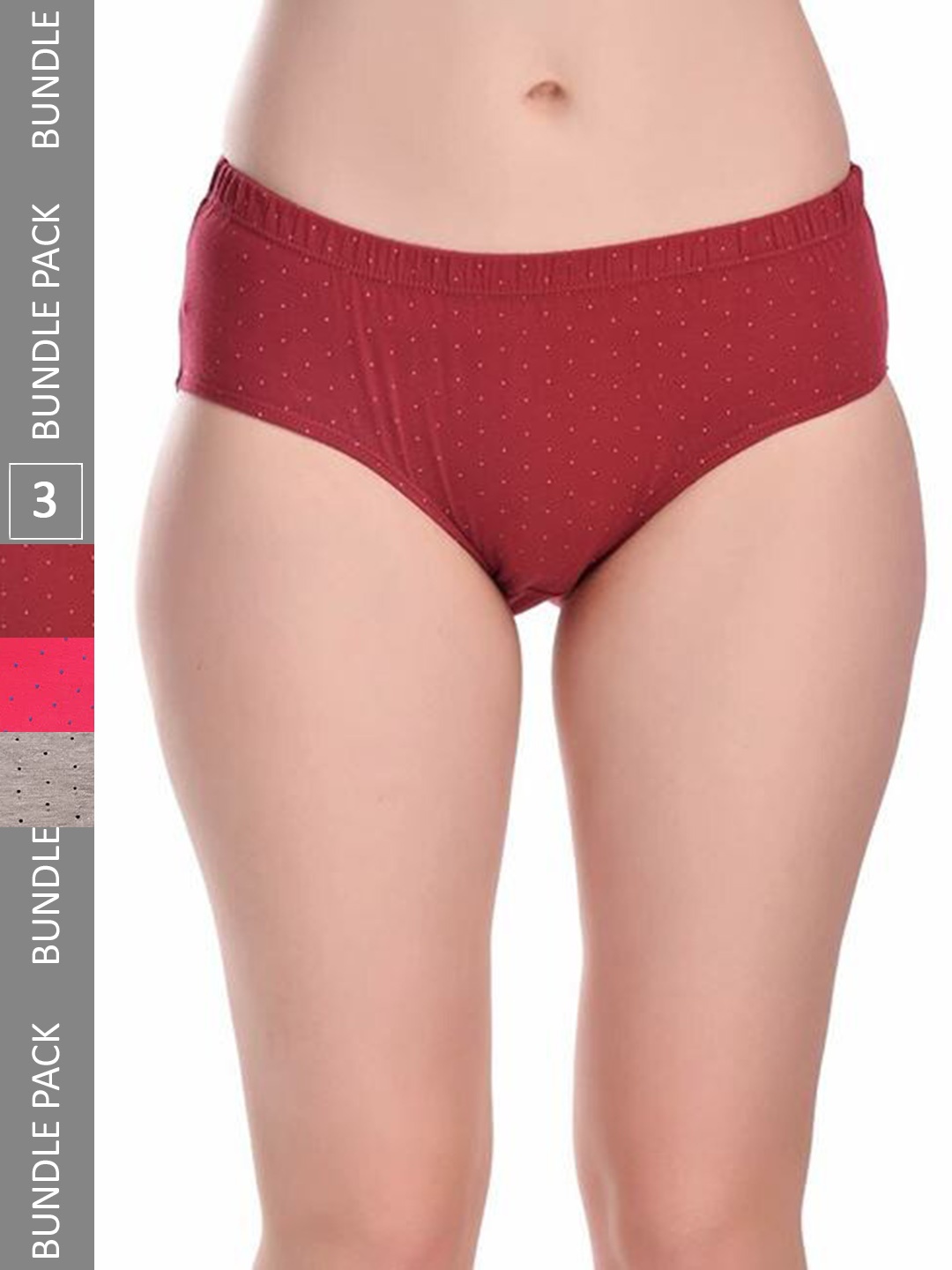 

SMARTERKIDS Women Pack Of 3 Printed Cotton Hipster Briefs, Grey