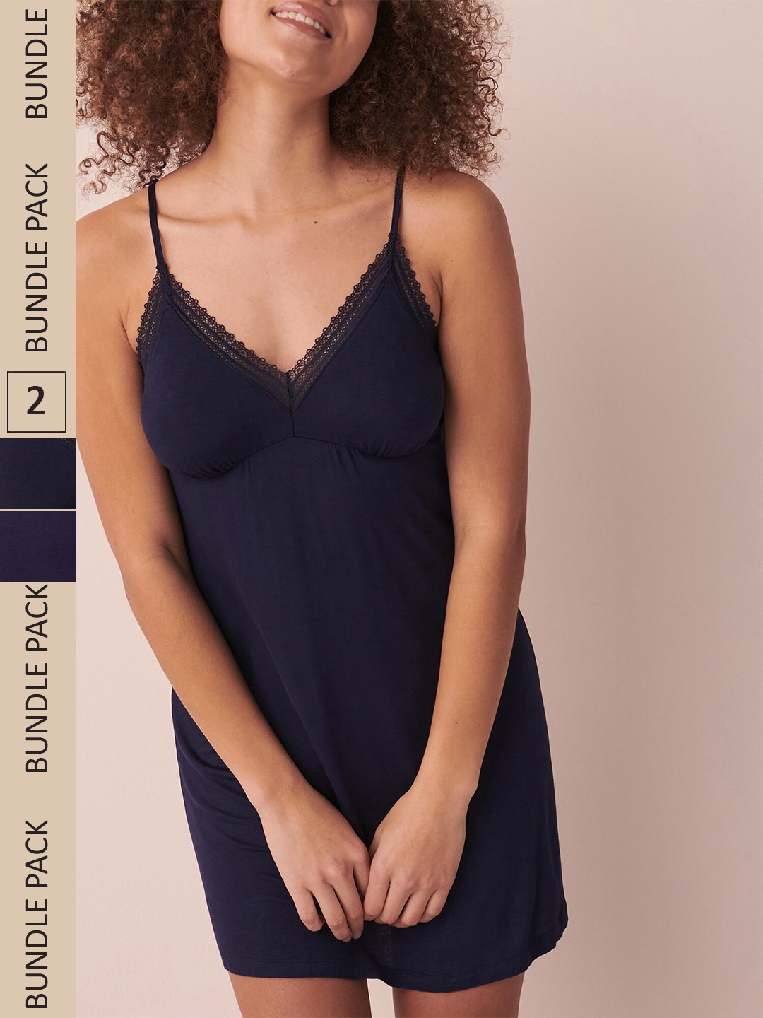 

La Vie en Rose Pack Of 2 Sleeveless Nightdress, Navy blue