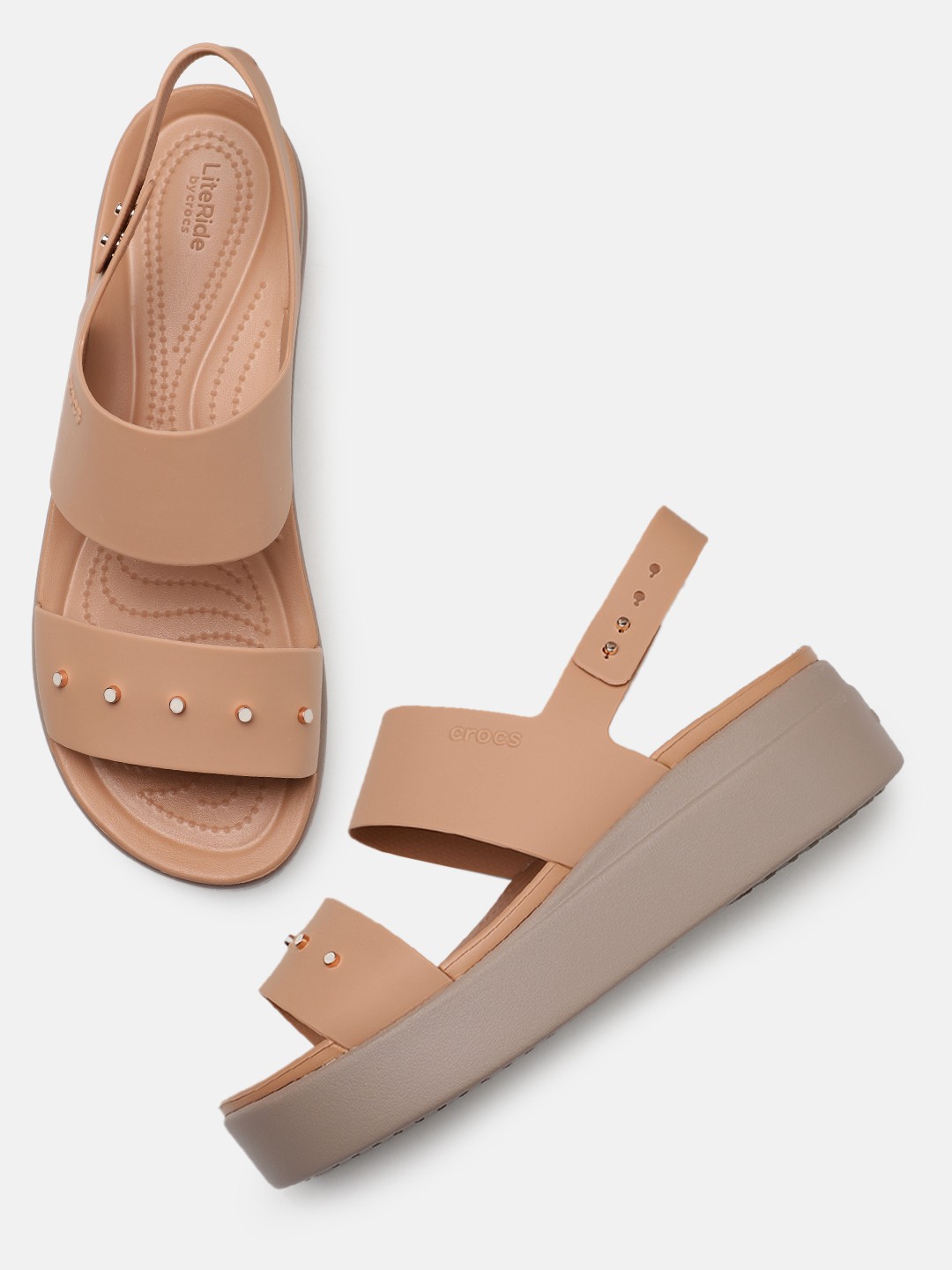 

Crocs Studded Comfort Heels, Beige