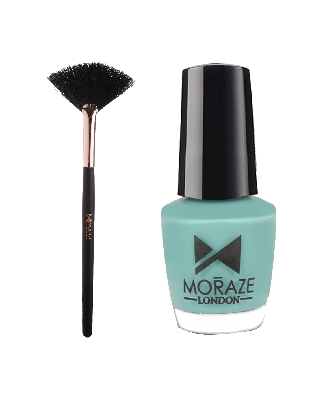

Moraze Set of Fan Brush & Nail Paint - Aquamarine, Blue