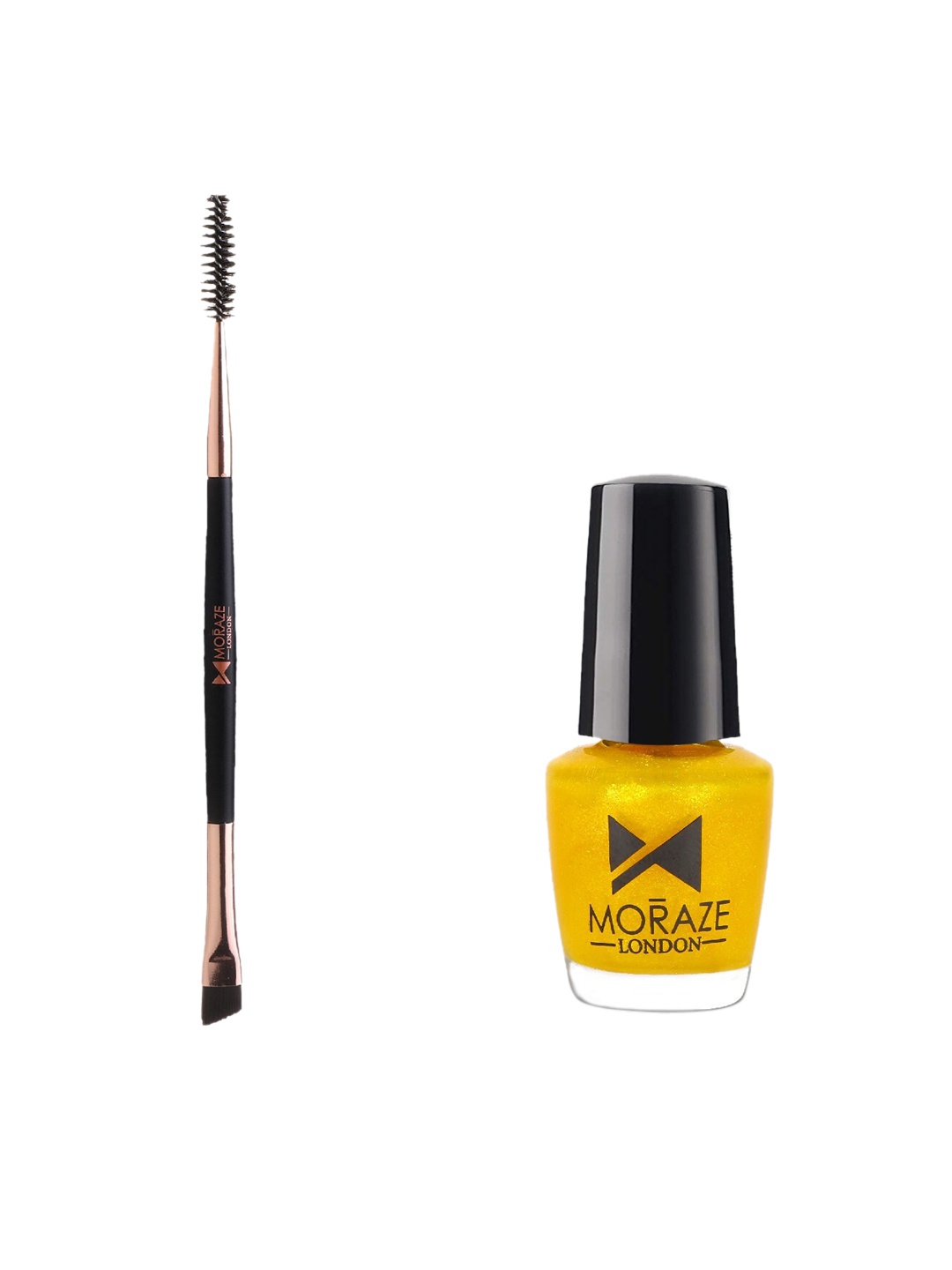 

Moraze Set of Nail Paint 5 ml - Bratty Bratty with Double Ended Eyebrow Brush - Black, Yellow