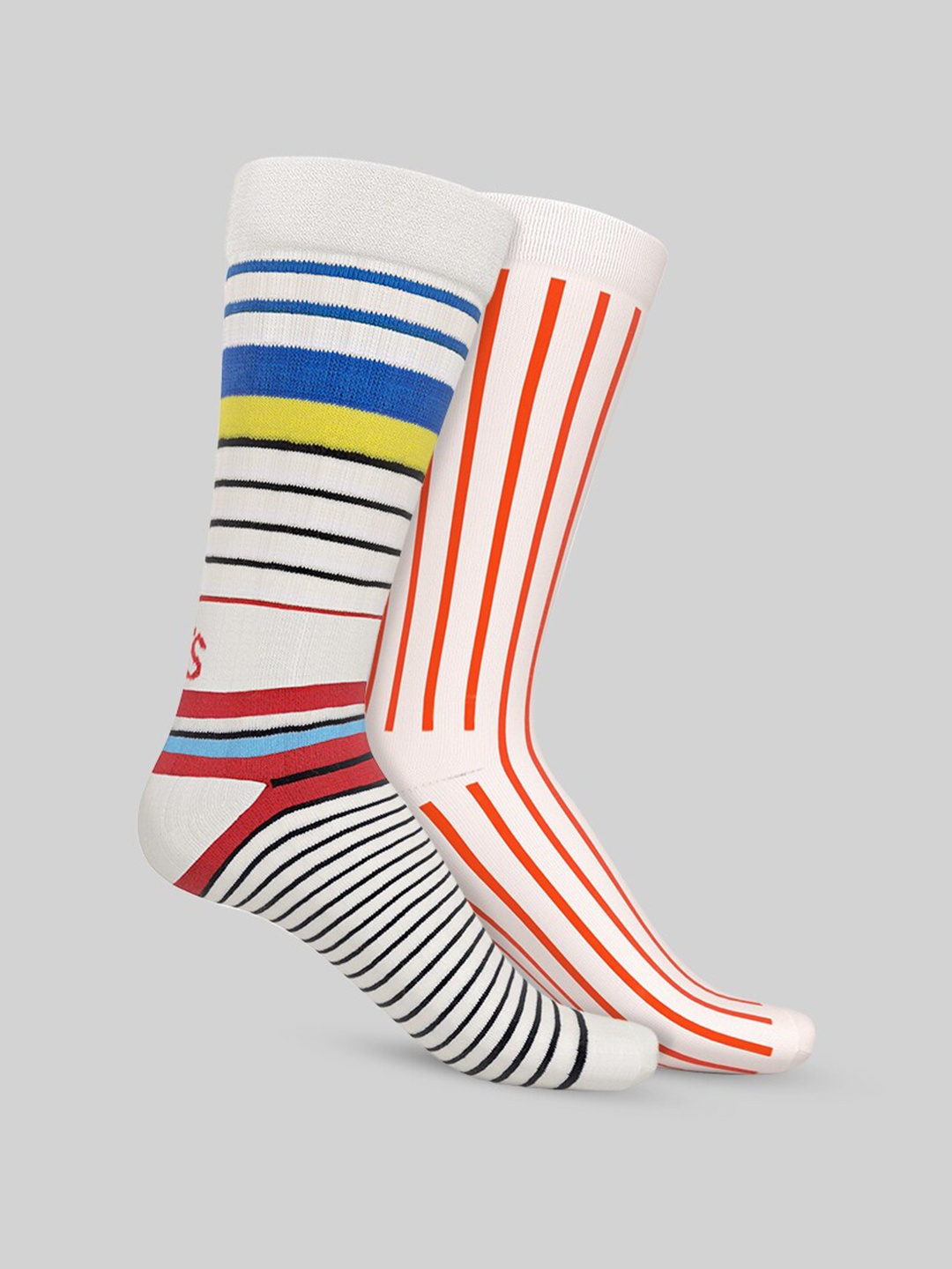 

TalkingSox Pack Of 2 Striped Calf-Length Socks, White