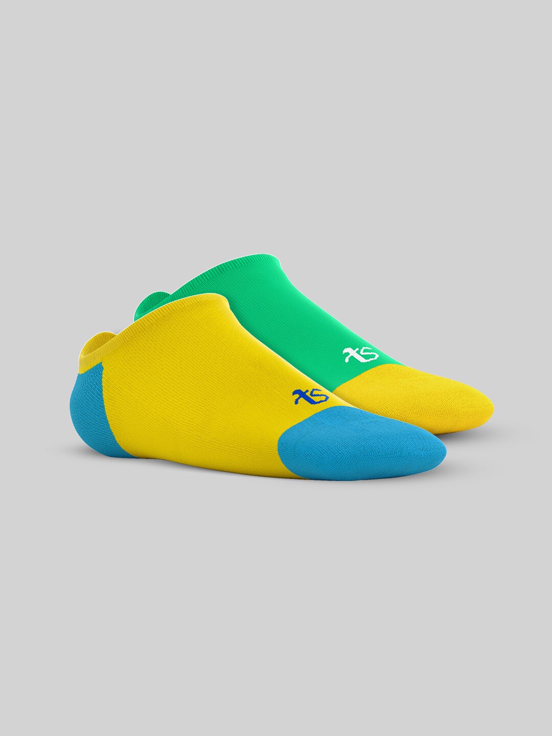 

TalkingSox Pack Of 2 Color-Blocked Shoe Liners Socks, Yellow