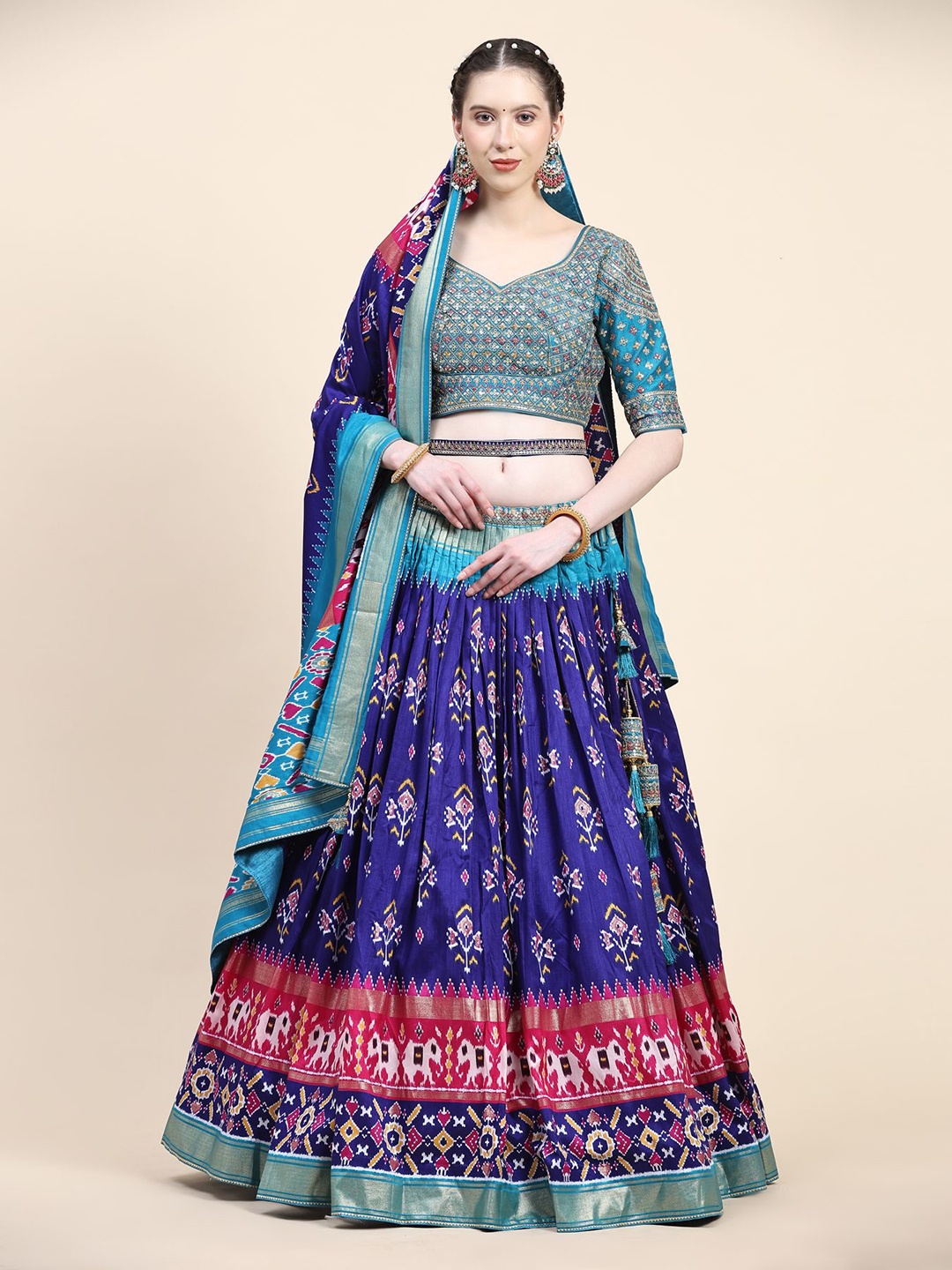 

Phenav Embroidered Ready to Wear Lehenga & Blouse With Dupatta, Blue