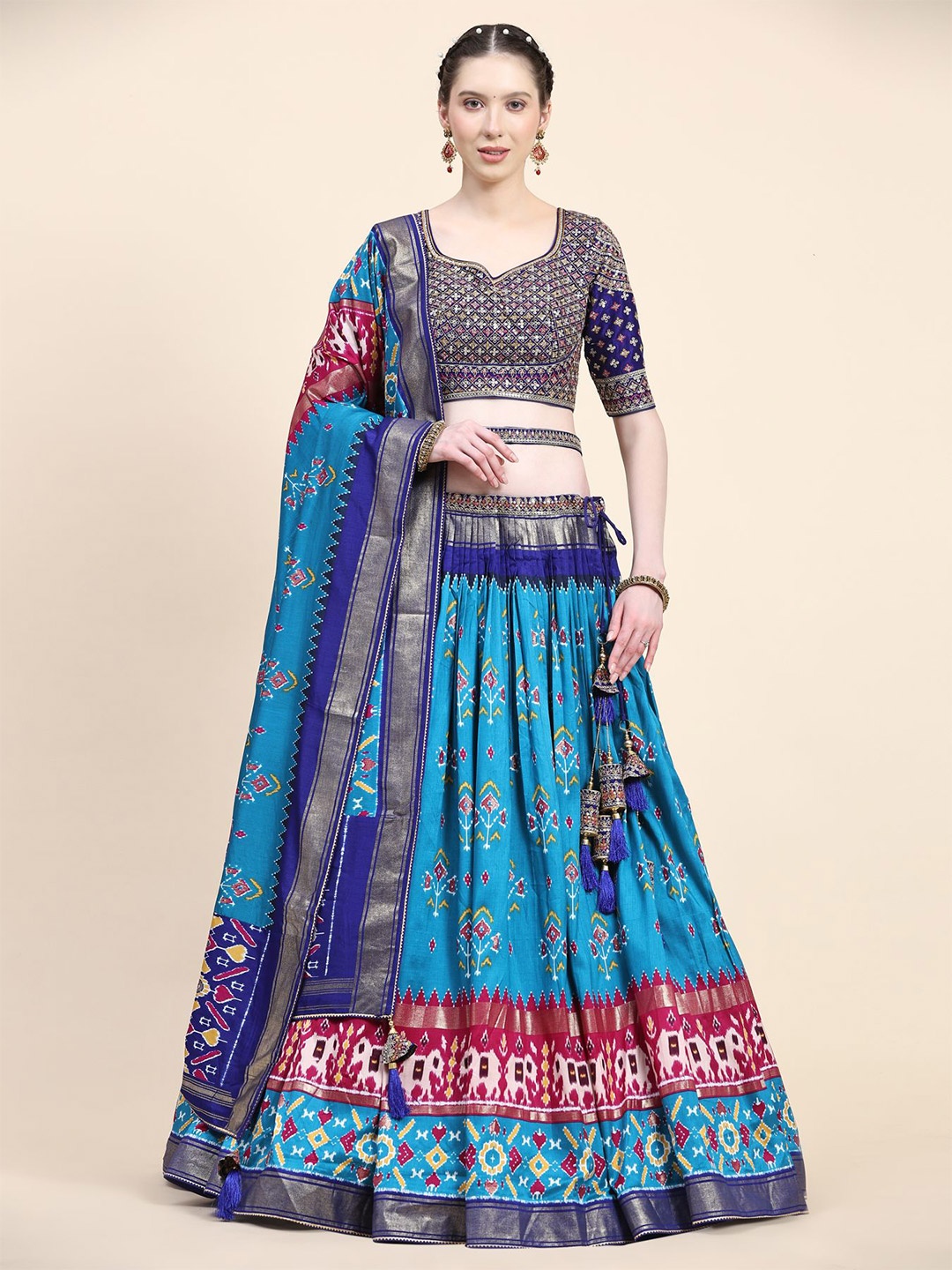 

Phenav Embroidered Ready to Wear Lehenga & Blouse With Dupatta, Blue