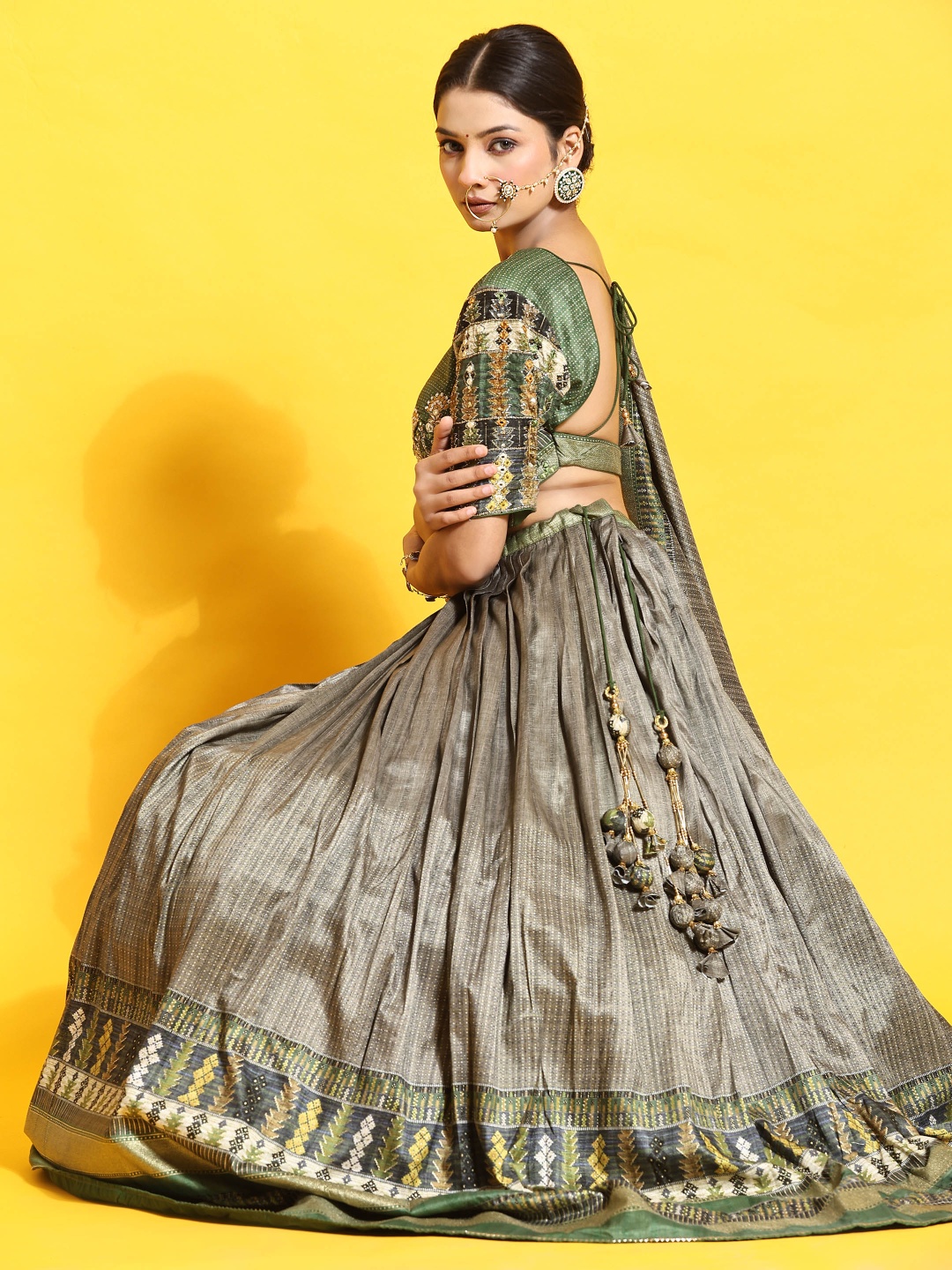 

Phenav Embroidered Ready to Wear Lehenga & Blouse With Dupatta, Grey