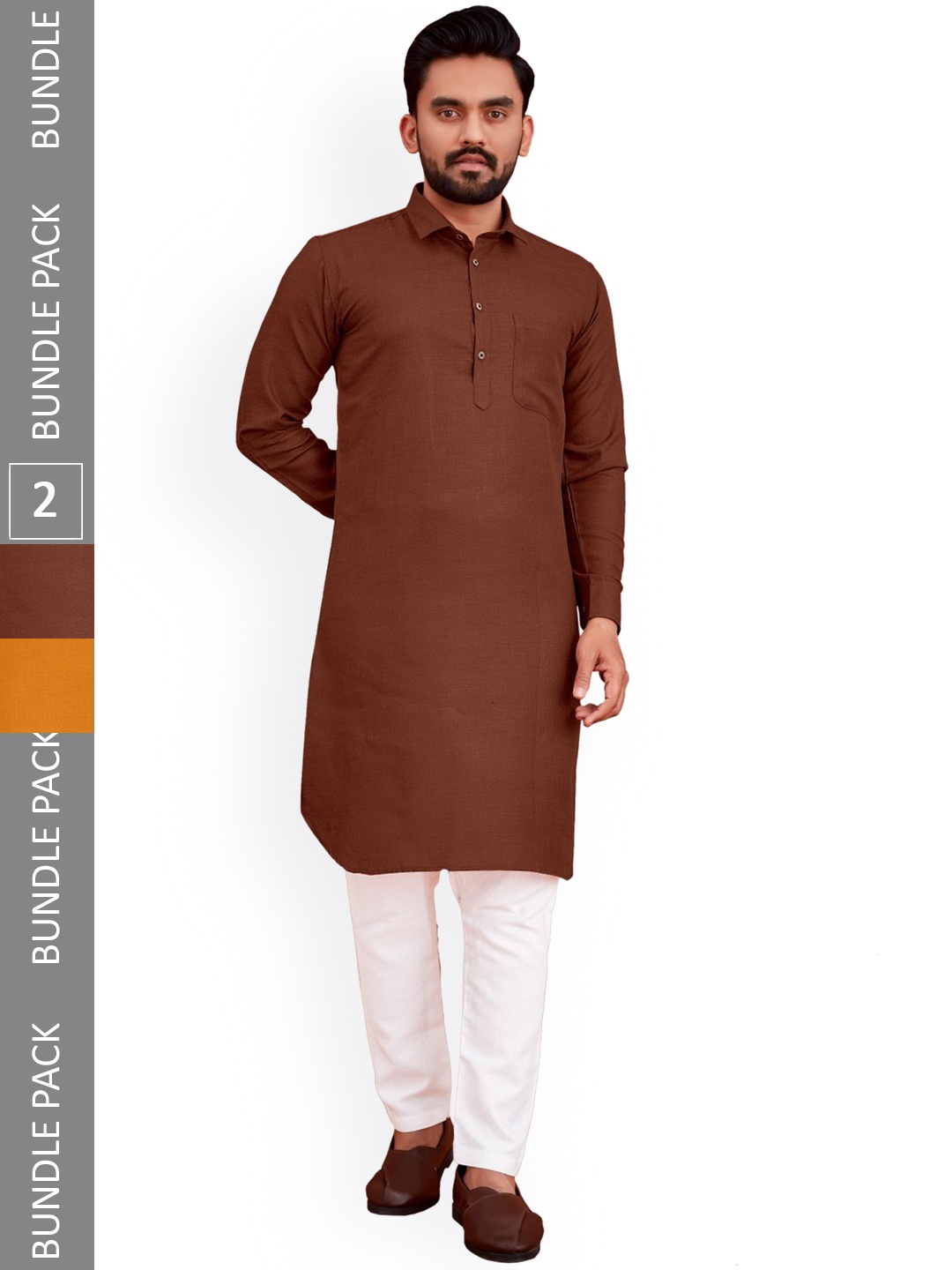 

allan peter Men Pack Of 2 Pathani Cotton Kurta, Maroon