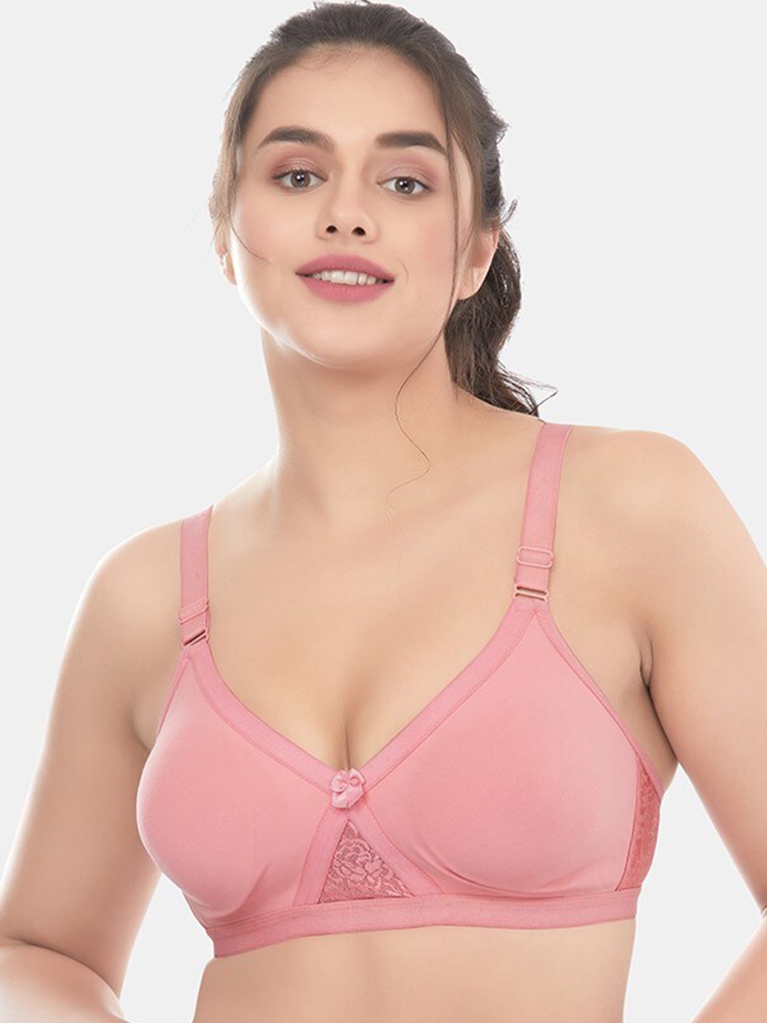 

Candour London Non-Wired Non-Padded All Day Comfort Seamless Everyday Bra, Pink