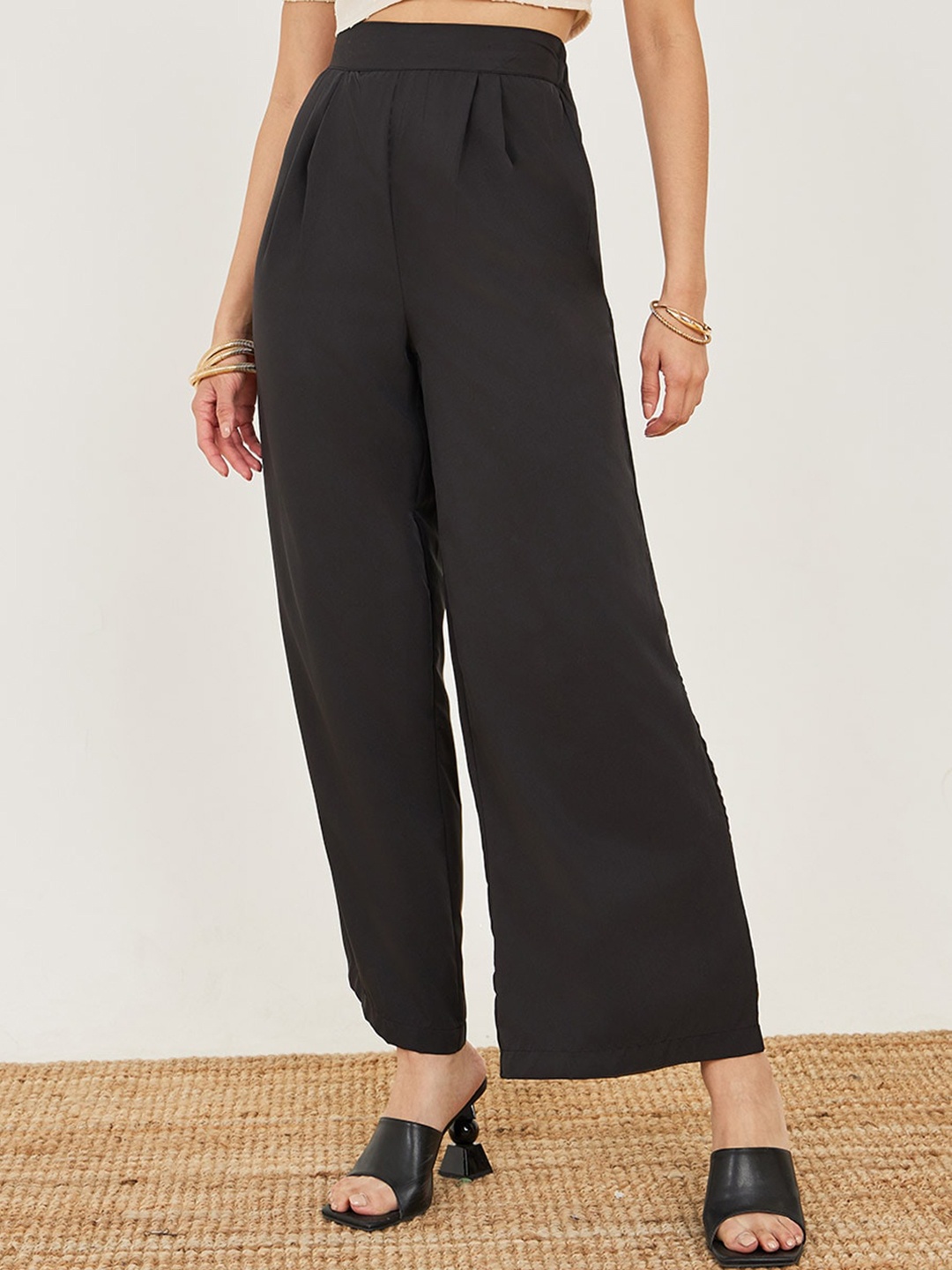 

Styli 2 Way Stretch Waistband Wide Leg Trouser, Black