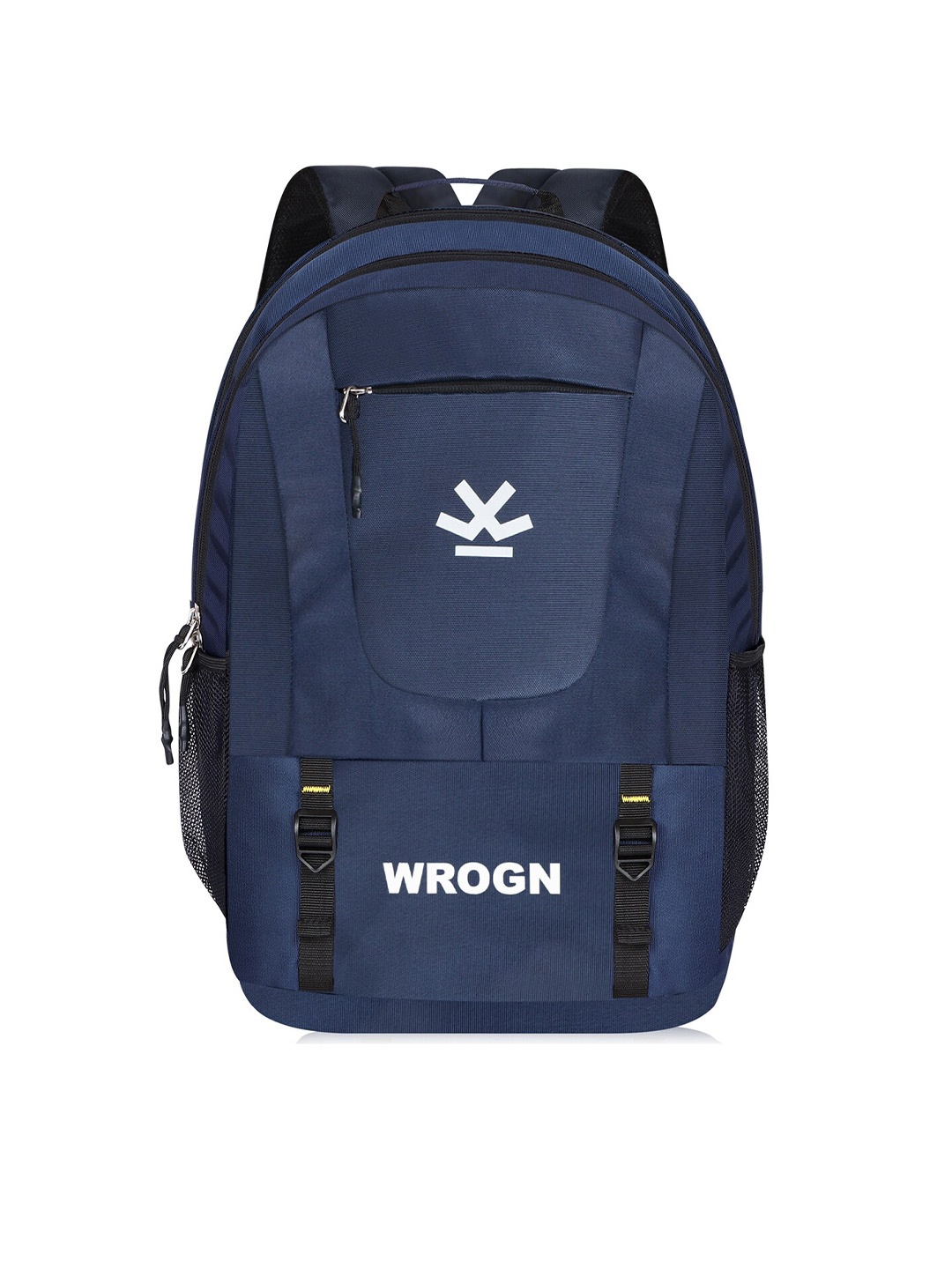 

WROGN Brand Logo Printed Water Resistant Backpack With Rain Cover, Navy blue